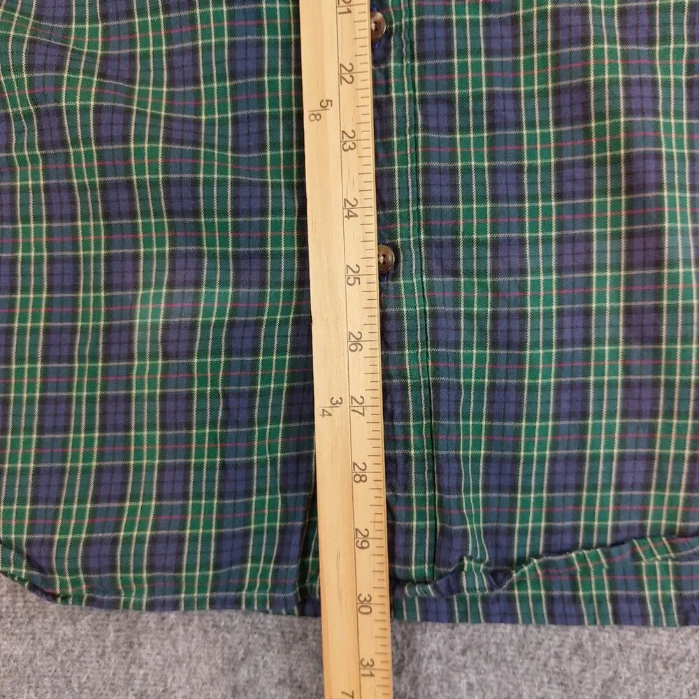 J.Crew Slim Brushed Twill Button Down Shirt Mens Xl Green Blue Tartan Plaid